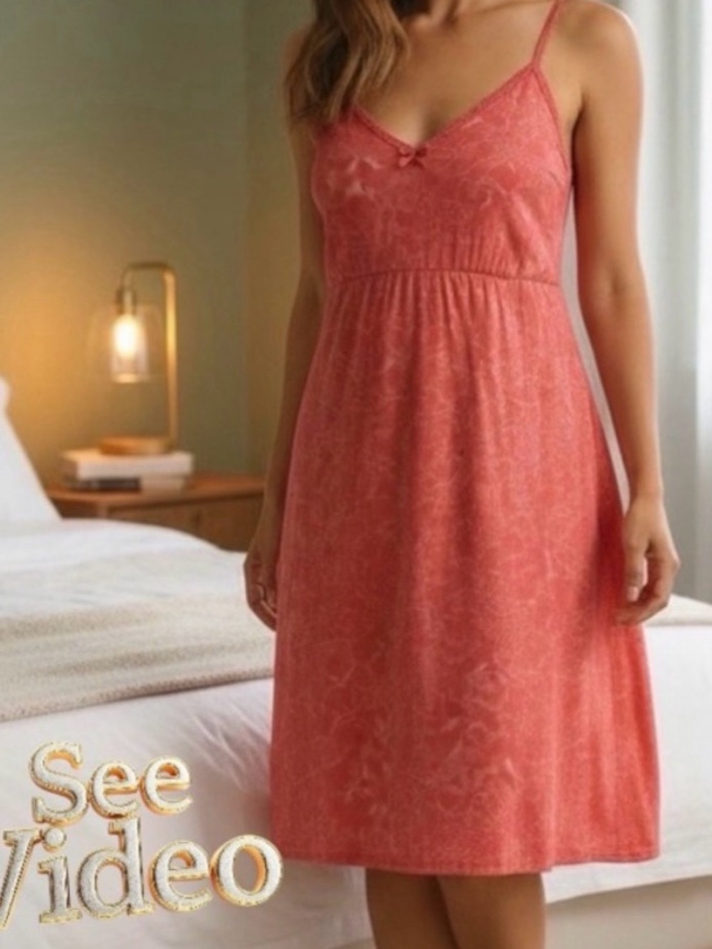 👛(ANY 2/$20) LA VIE EN ROSE Nightie Empire Waist Adjust. Spaghetti Straps. Video
